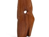 wooden sculpture of a woman ' s face on a white background