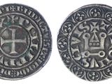 une pièce d'argent avec une croix au recto et une croix au verso