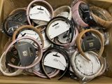 a box full of headphones that are sitting in a box