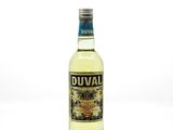 an image of a bottle of alcohol sitting on top of a white table