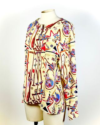 KARL LAGERFELD, blouse en soie au décor abstrait post modern…