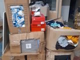 many boxes stacked on top of each other on a pallet