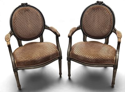 pair of louis xvi style armchairs