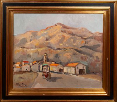 MARCEL BERTOINE (1897-1983), « Village près Aleira, Espagne », 1951, H - Photo 1