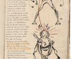 an old book with a drawing of a man and a woman on it