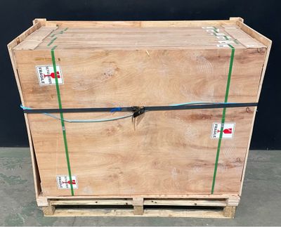 a pallet that has some wooden boxes on it