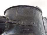 a close up view of a black train engine