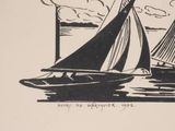 a drawing of a sailboat on the water