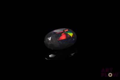 un oplite noir avec un centre rouge et vert sur fond noir
