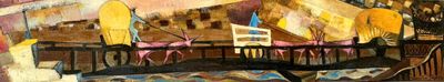 JACQUELINE GILSON (1912-1991), « Les charrettes », 1956, Hui…