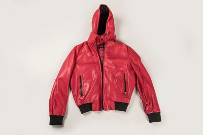 SERAPHIN France - Blouson en cuir d'agneau rouge, doublure a…