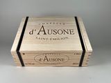 a wooden box with a label on it that says ' d ' ausone saint - emilioon '