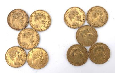 a group of five gold sovereigns and two sovereign sovereigns