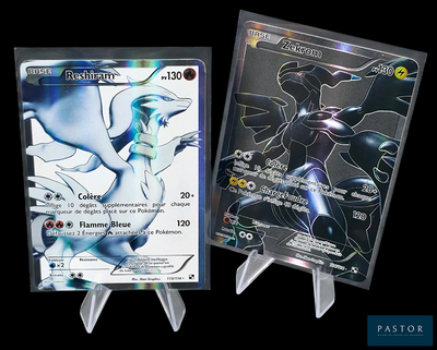 deux cartes Pokémon exposées sur un fond noir