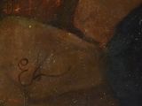 an image of a painting of a cat sitting on a rock