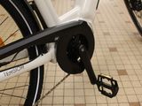 a close up of a bicycle parked in a store