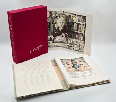 an open book with a picture of a woman in a library