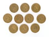 un lot de six pièces d'or sur lesquelles figurent l'effigie d'un homme et d'une femme