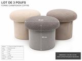lot de 3 poufs Chamboon avec coffre - lot de 3 poufs - lot de 3 poufs - lot de 3 poufs