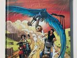 the cover of a comic book with an image of a dragon flying over a motorcycle