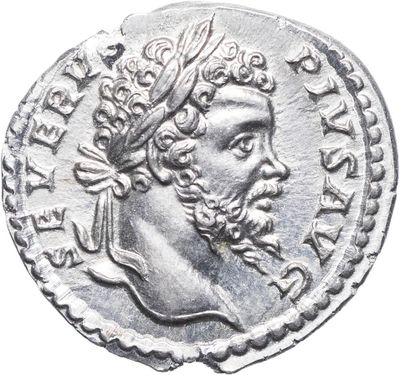 une pièce d'argent à l'effigie d'un homme coiffé d'une couronne