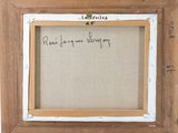 an old picture frame with a message written on it and a picture of a cat