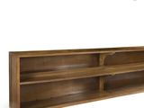 the shelf is made of wood and has two shelves on each side