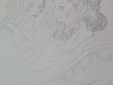 drawing of a man and a woman with a crown on their head