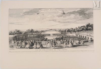 dessin représentant une vue d'un parc où des gens se promènent