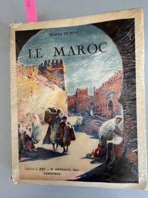 an old book with a picture of a man and a woman walking down a street
