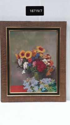 a picture of a painting of flowers in a vase