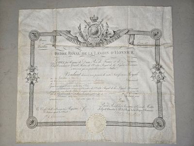 Brevet de chevalier de légion d'honneur sur vélin remis à si…