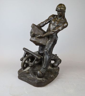 ÉDOUARD DROUOT (1859-1945) Le carrier Épreuve en bronze à pa…