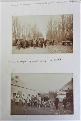 plusieurs vieilles photos en noir et blanc représentant des personnes et des chevaux dans un village