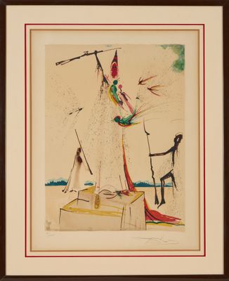 an image of a painting of a woman and a man on a platform