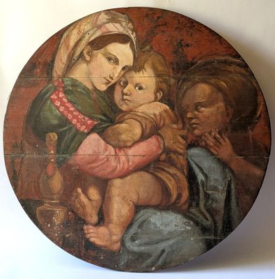 an image of a painting of a woman holding a baby in her arms