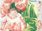 an image of a painting of a man holding a baby in front of a crowd of people