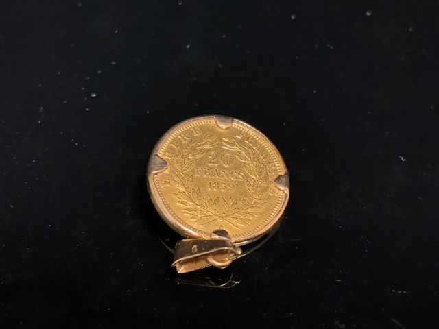 Pièce de monnaie en or à valeur faciale de 20 francs 1859A montée...