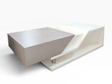 a white coffee table with a shelf on top of it