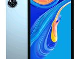 a close up of the front and back of a tablet with a blue background