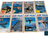 six magazine covers of air fans and fighter jets on a white surface