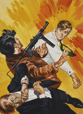 an image of a painting of a group of men holding guns