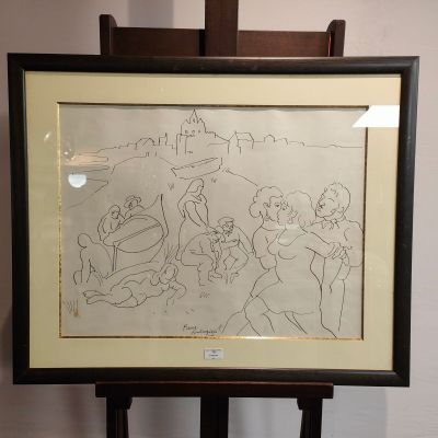 une image représentant un dessin d'un groupe de personnes assises sur une chaise
