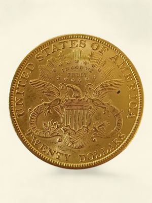 gros plan d'une pièce d'or sur fond blanc