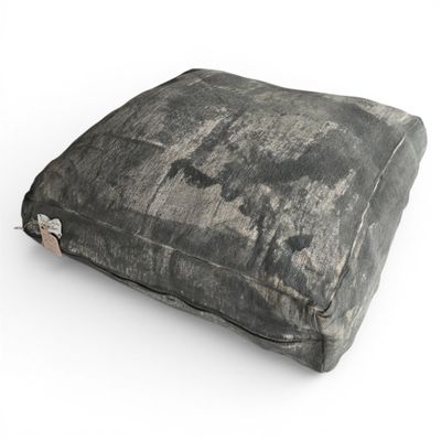 GEORGES STORE Coussin de sol en toile de coton et jute vert.