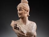 an ancient roman marble bust of a woman