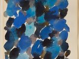 an image of a painting of blue flowers on a white background