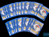 six packs of pokemon trading cards are shown on a black background