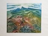 an image of a painting of a landscape with mountains in the background
