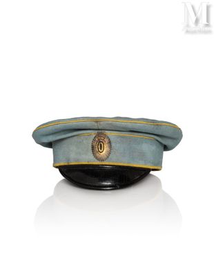 an image of a blue hat with a gold emblem on it